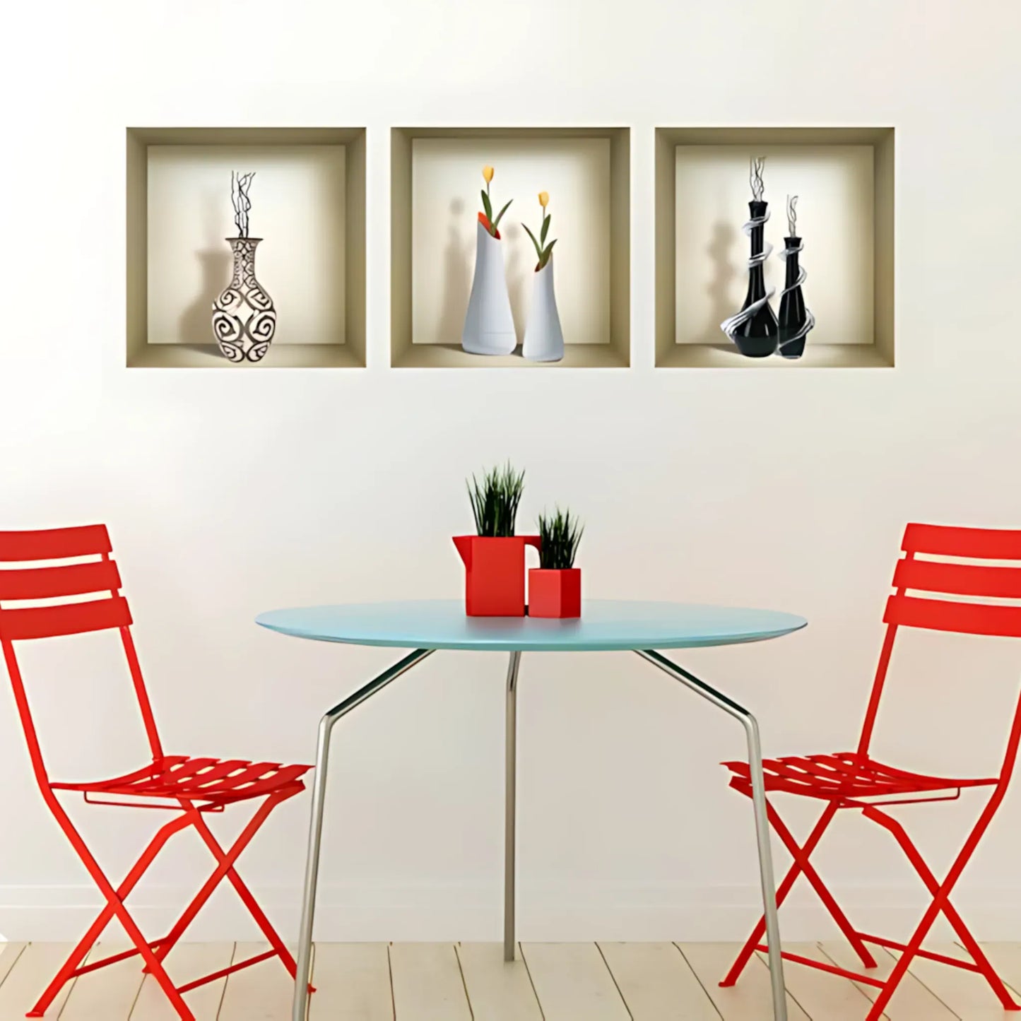 3D Wall Art Vase Decals Set of 3 Vase Home Decor
