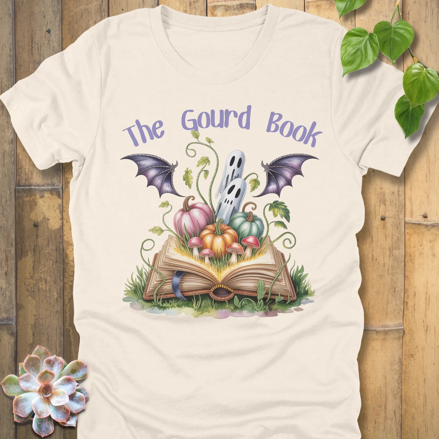 Natural t-shirt featuring the design The Guard Book T-Shirt printed with a halloween design