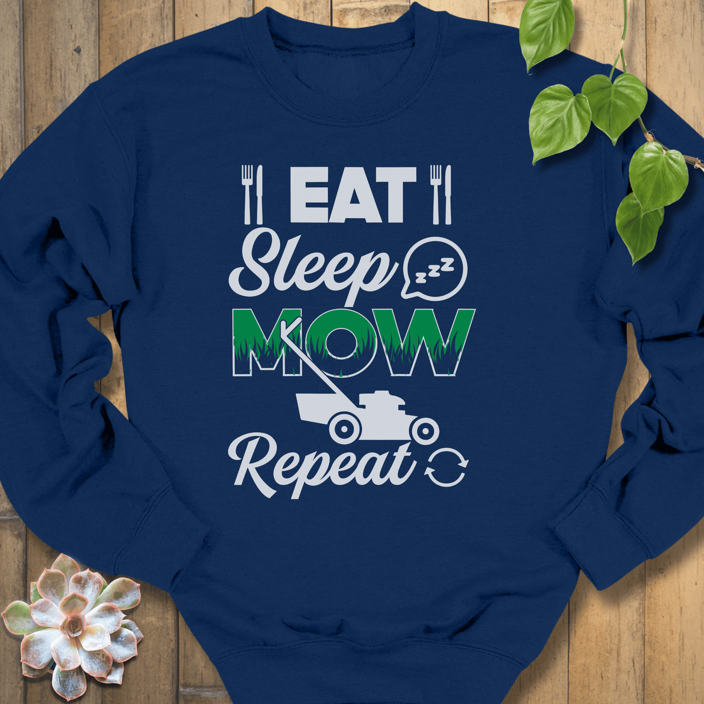 Navy / S Eat Sleep, Mow Repeat Sweatshirt Sweatshirt