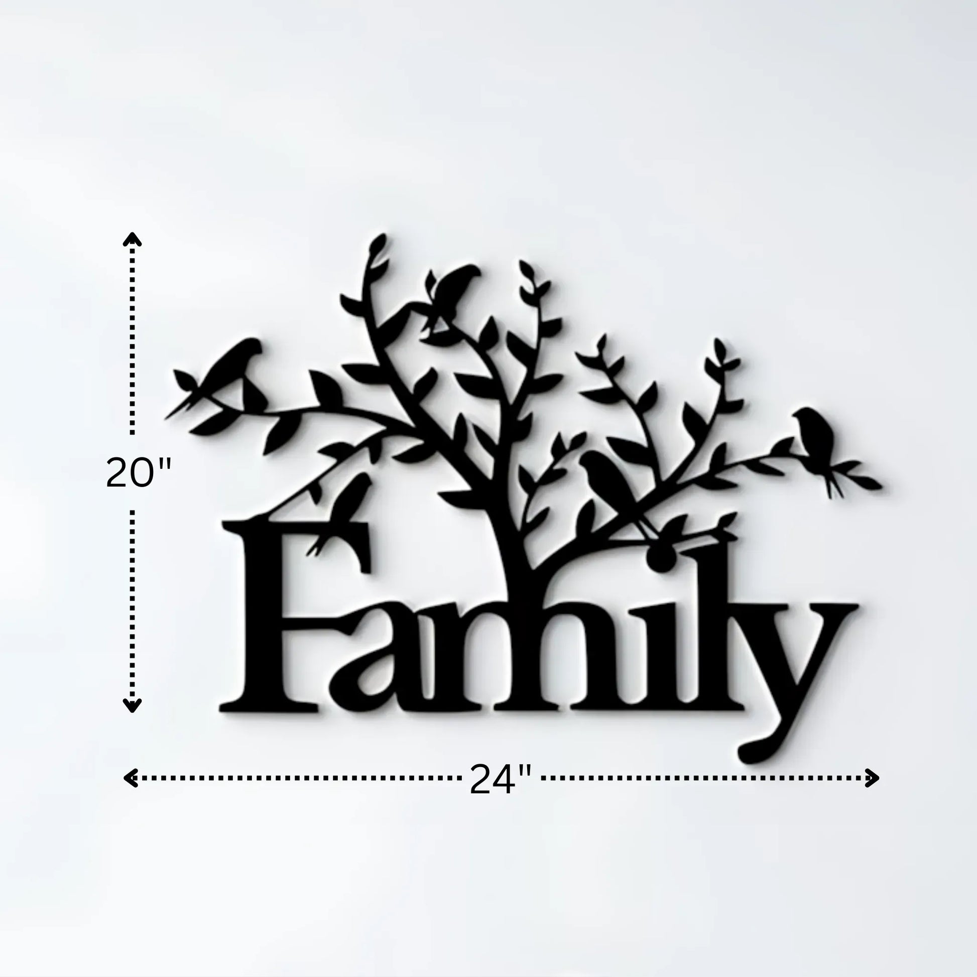24" X 20" / Black Family Tree Metal Wall Art Home Decor