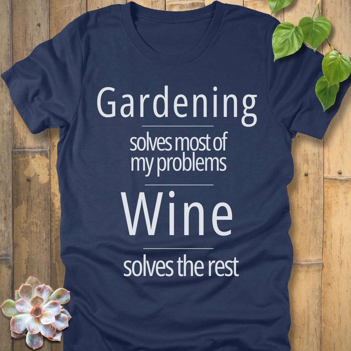 Heather Navy / S Gardening Solves Problems - T-Shirt T-Shirt