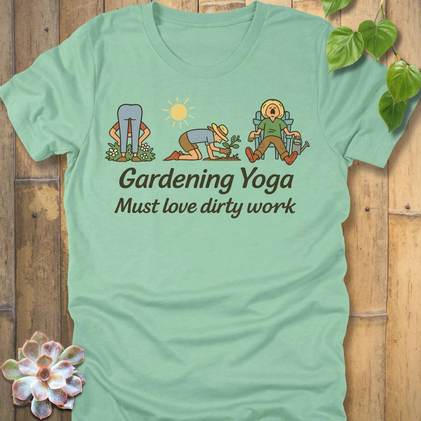 Heather Mint / S Gardening Yoga T-Shirt T-Shirt