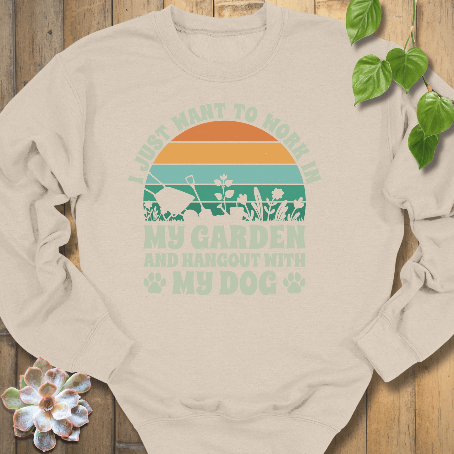 Sand / S Hang out with my Dog Sweatshirt Sweatshirt