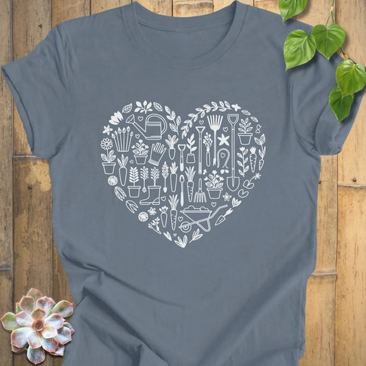 Steel Blue / XS Heart of a Gardener T-Shirt T-Shirt