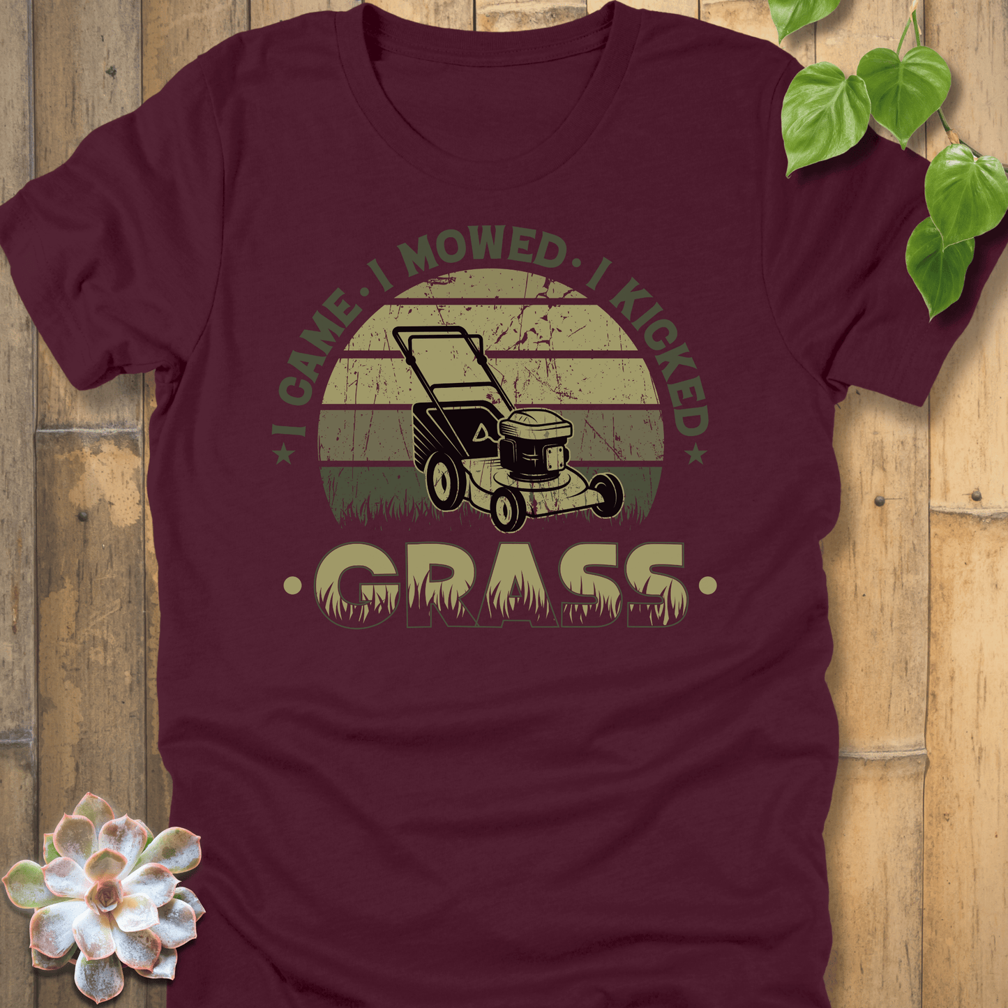 Maroon / S I Mowed Grass T-Shirt T-Shirt
