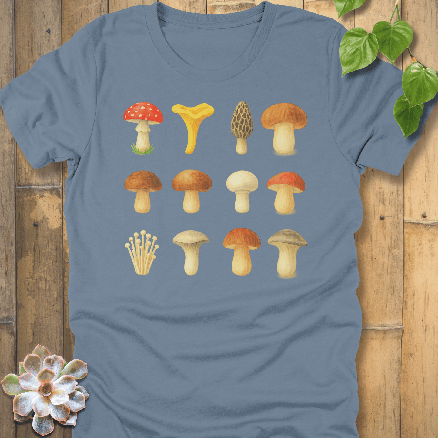 Steel Blue / S Lots Of Mushrooms T-Shirt T-Shirt