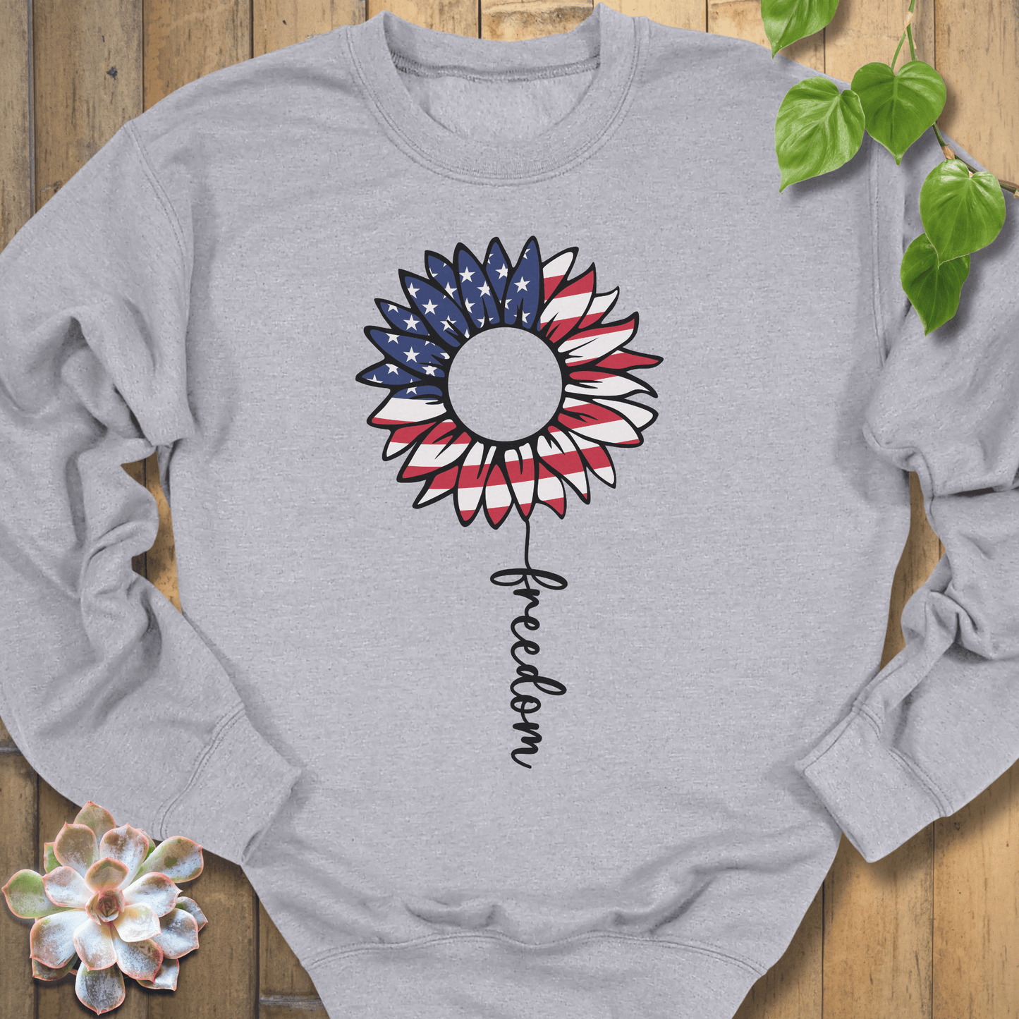 Sport Grey / S Patriotic Sunflower Sweatshirt Sweatshirt