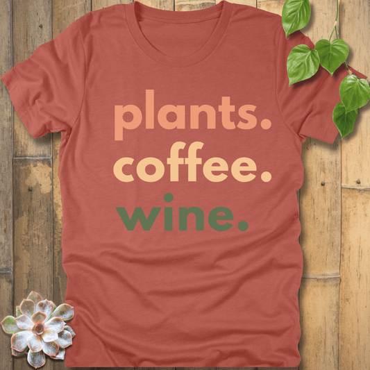 Heather Clay / S Plants, Coffee, Wine T-Shirt T-Shirt