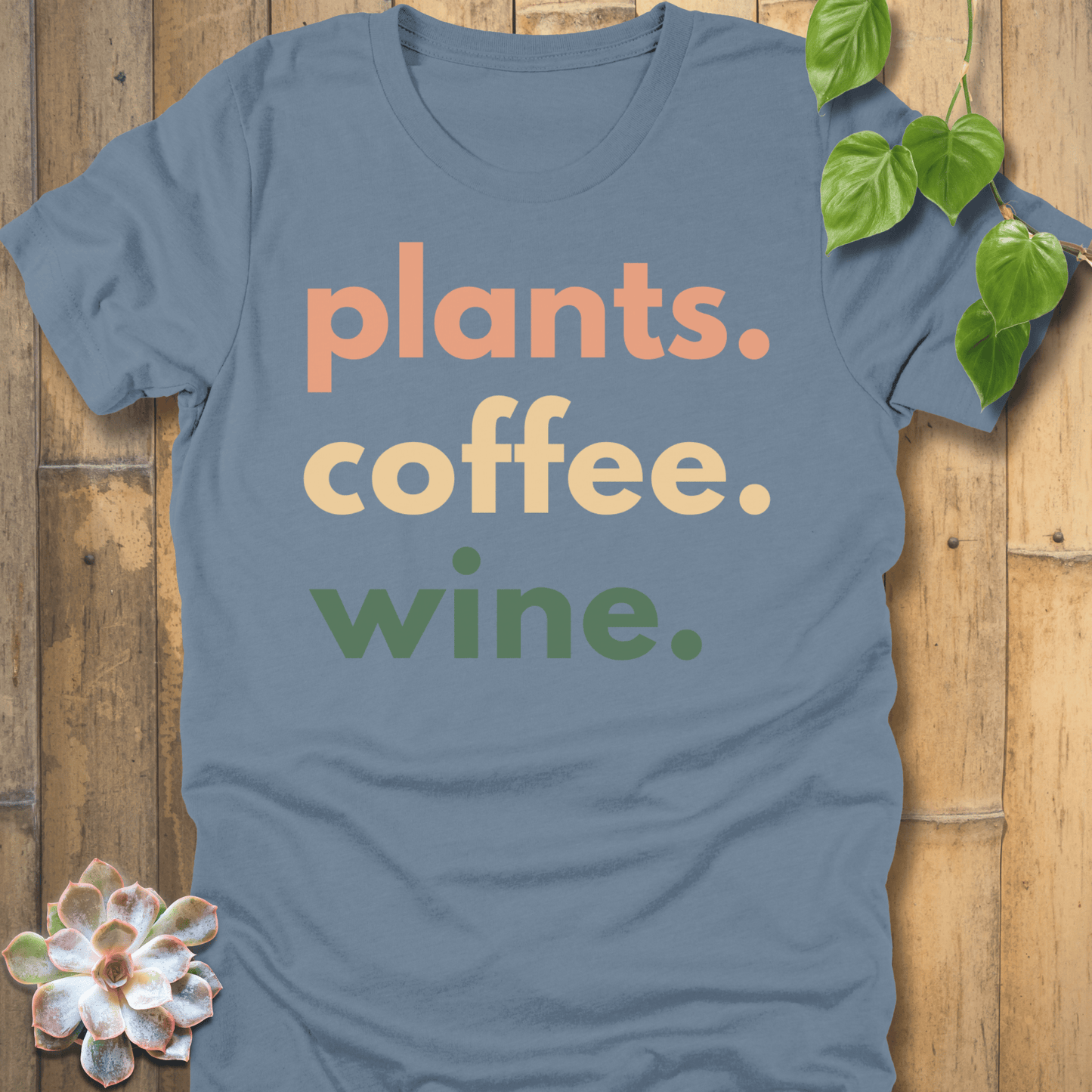 Steel Blue / S Plants, Coffee, Wine T-Shirt T-Shirt