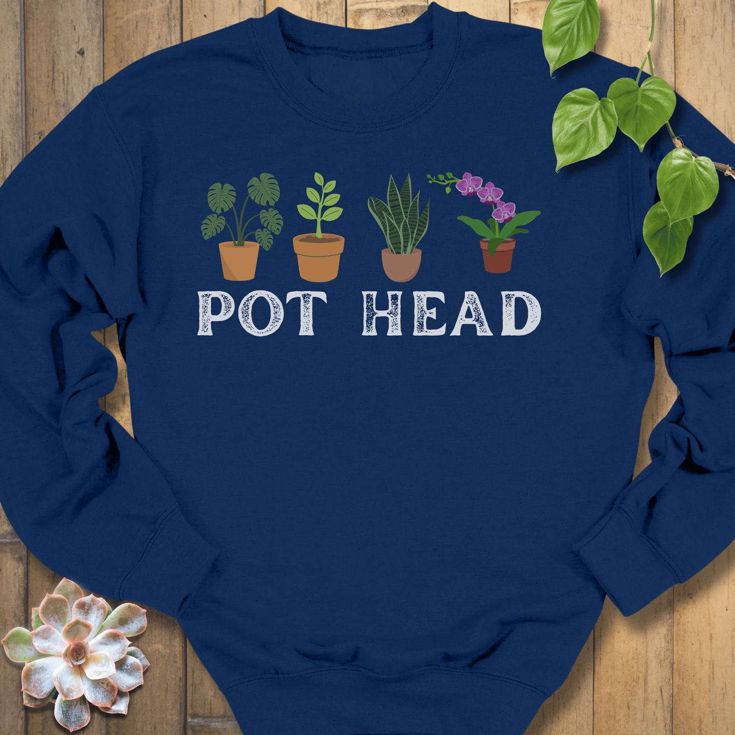 Navy / S Pot Head - Plants Sweatshirt Sweatshirt