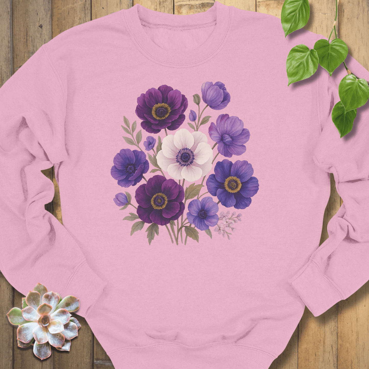 Light Pink / S Purple Bloom Bouquet Sweatshirt Sweatshirt