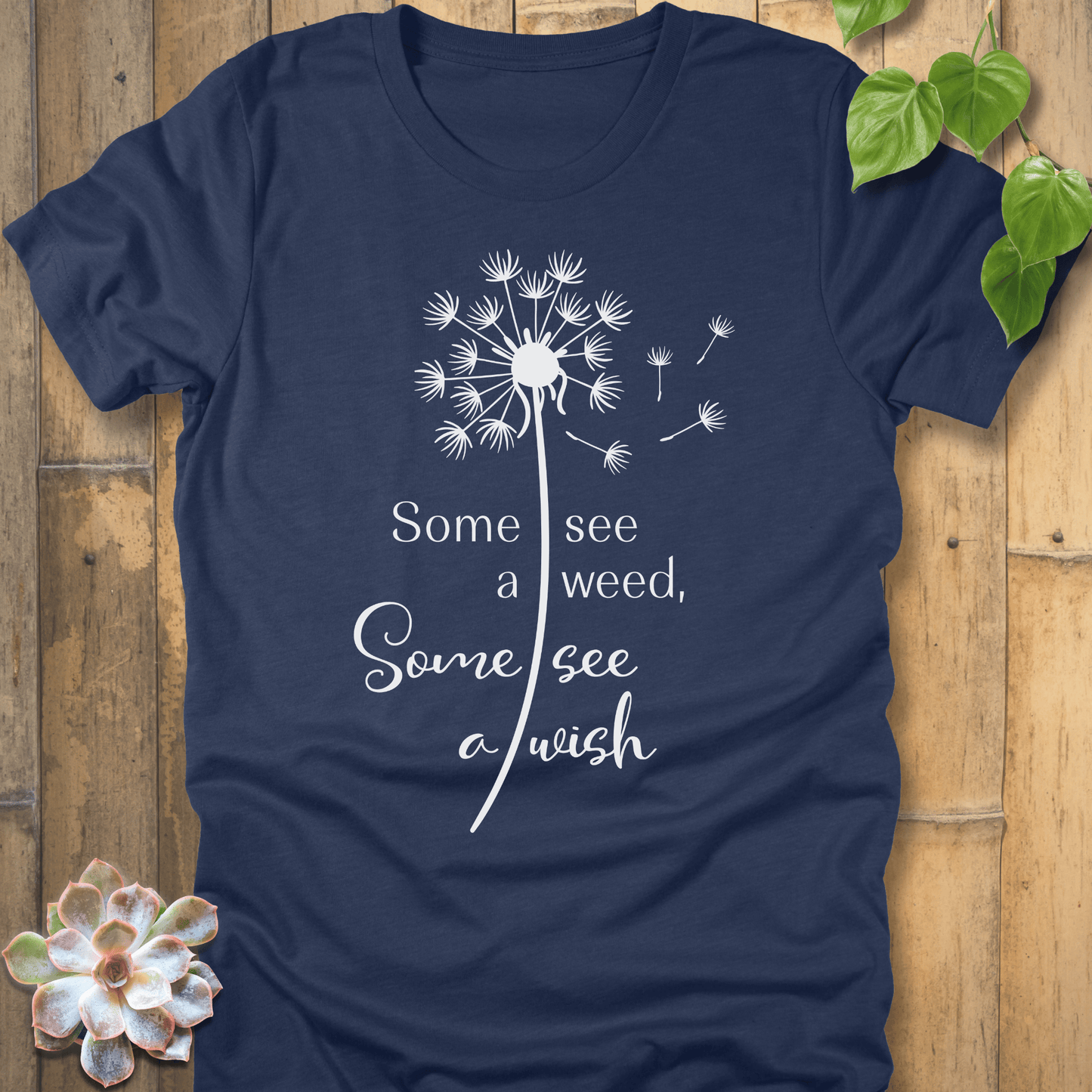 Heather Navy / S Some See A Wish T-shirt T-Shirt