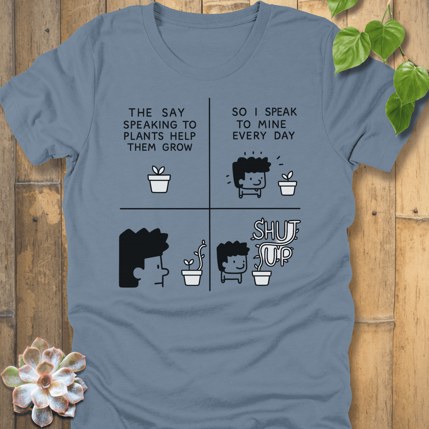 Steel Blue / S Speaking To Plants T-shirt T-Shirt