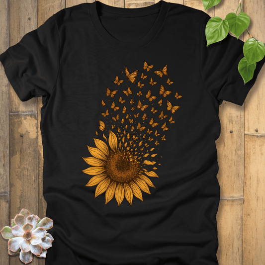 Black / S Sunflower Butterfly  T-Shirt T-Shirt