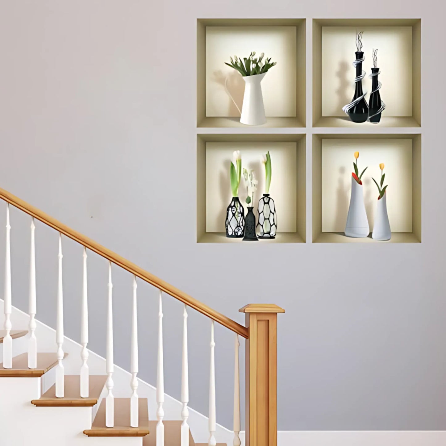 Vase 3D Wall Art Decals - Set of 4 Home Decor