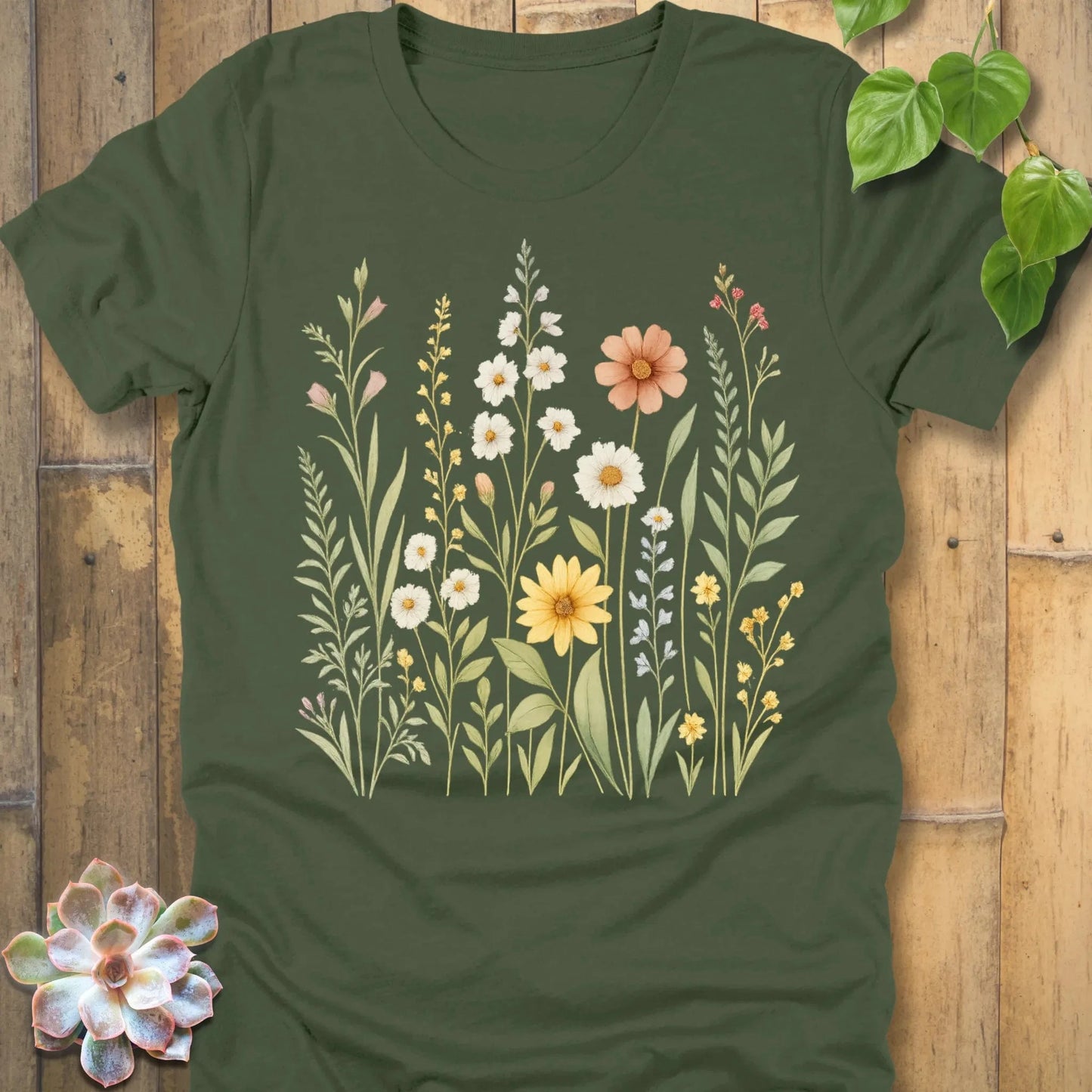 Military Green / S Wildflower Meadow T-Shirt T-Shirt