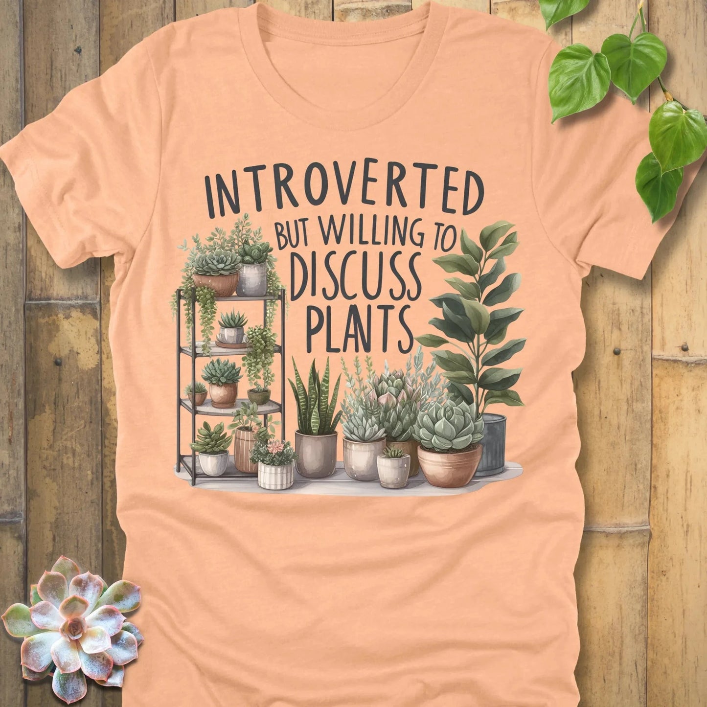 Heather Peach / S Willing To Discuss Plants T-Shirt T-Shirt