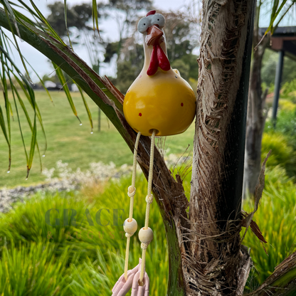 yellow funny chicken decor