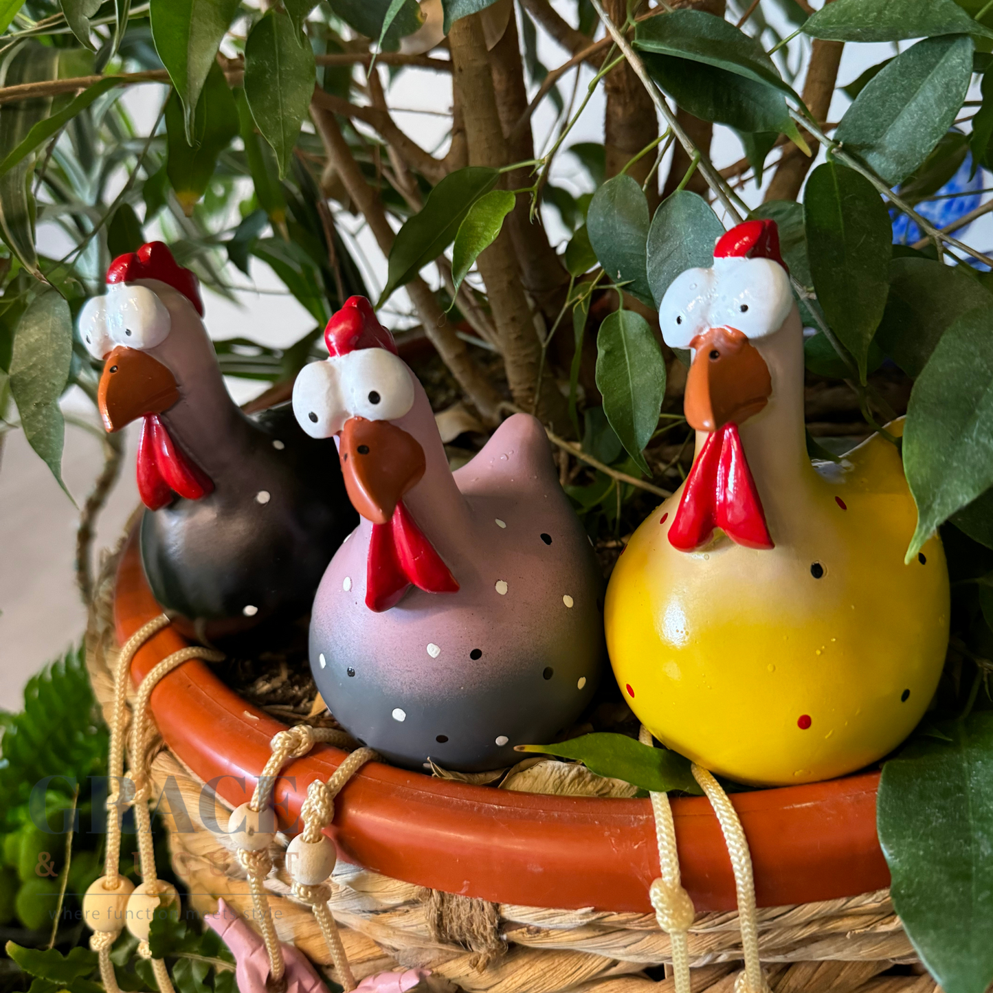 Funny Ceramic Chicken, Indoor Home Decor, Brighten up your space!