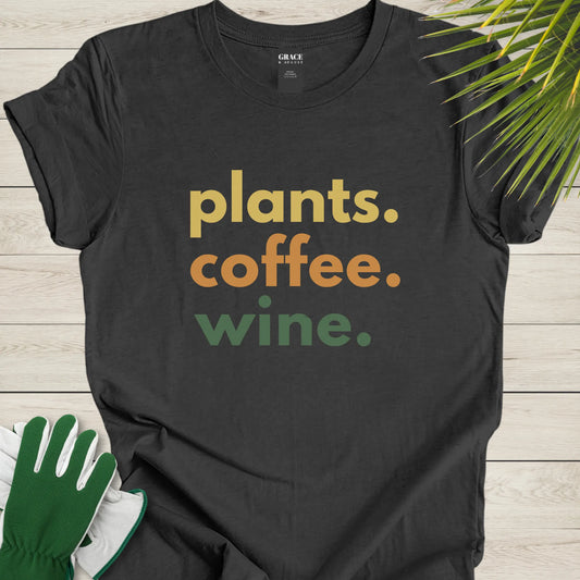 Plants coffee wine t-shirt
