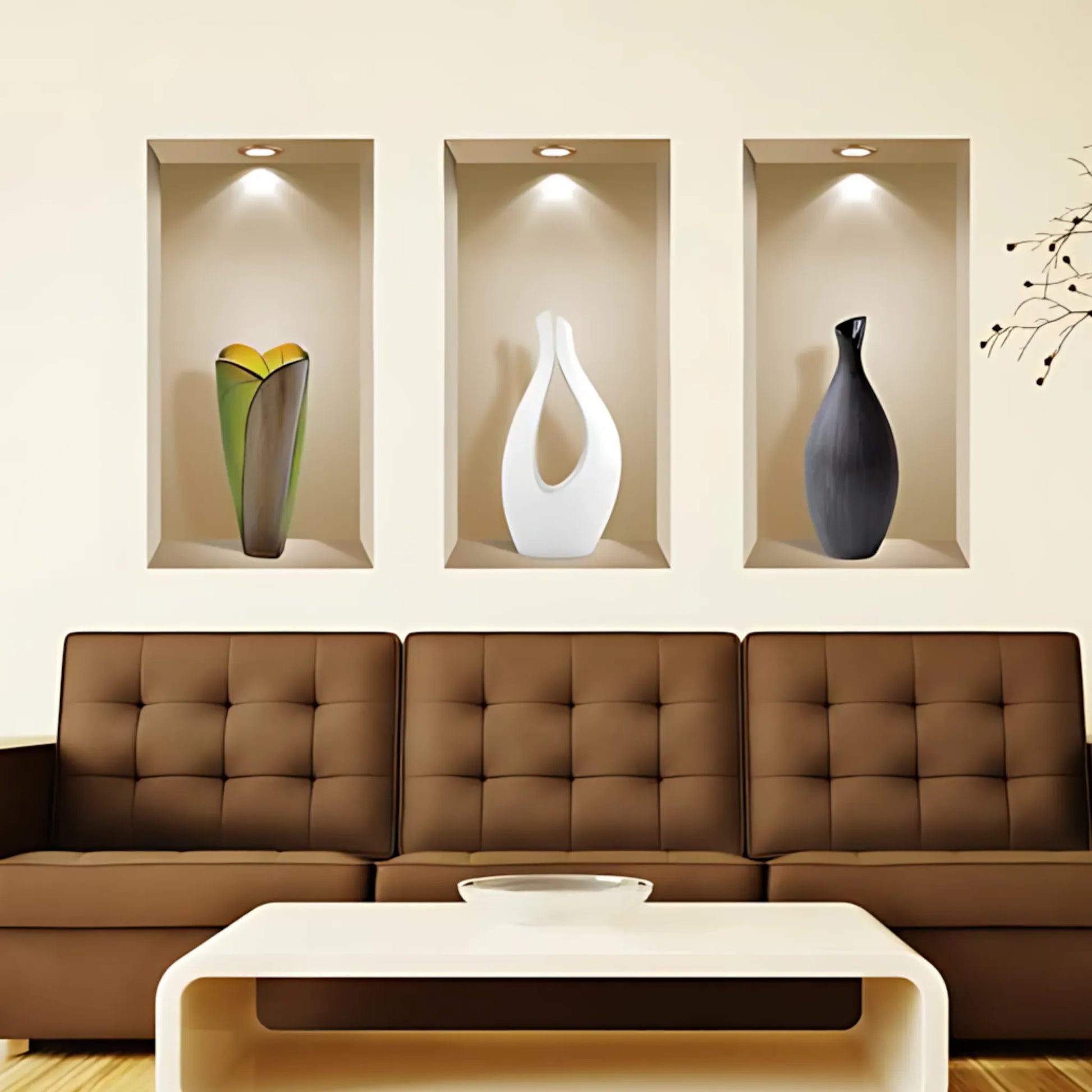 3D Vase Wall Art Decals - Set of 3 Home Decor