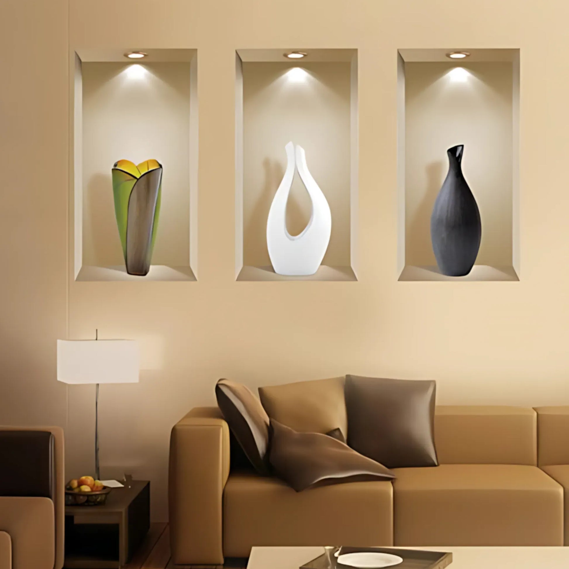 3D Vase Wall Art Decals - Set of 3 Home Decor