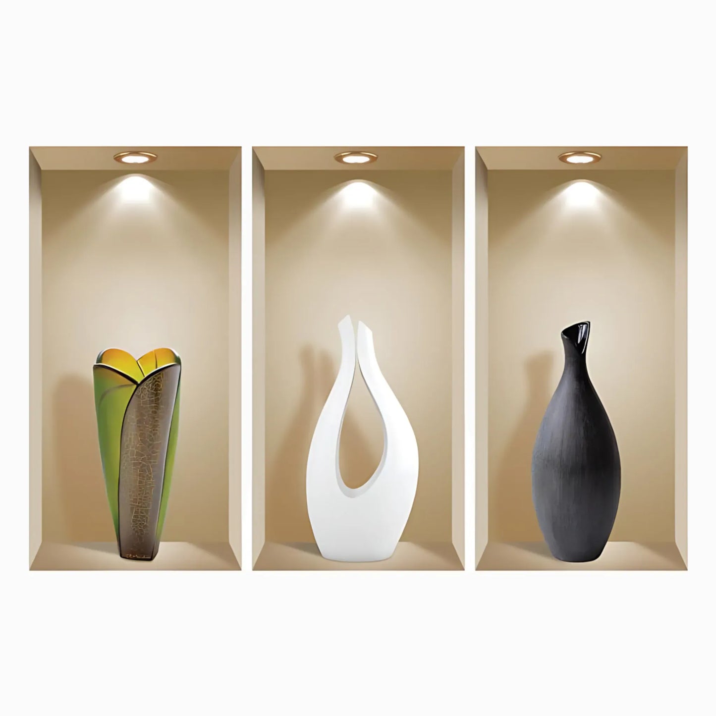 8 x 16 inch (20 x 40 cm) 3D Vase Wall Art Decals - Set of 3 Home Decor