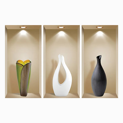 8 x 16 inch (20 x 40 cm) 3D Vase Wall Art Decals - Set of 3 Home Decor