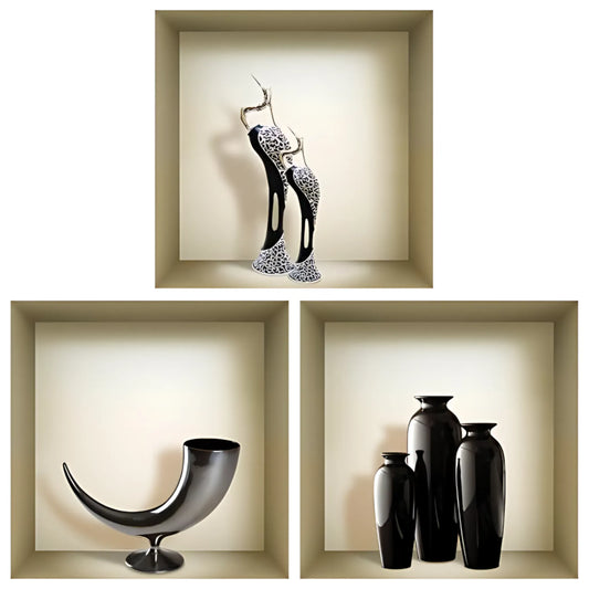 12 x 12 inch (30.5 x 30.5 cm) 3D Wall Art Decor Decals - Set of 3 Home Decor