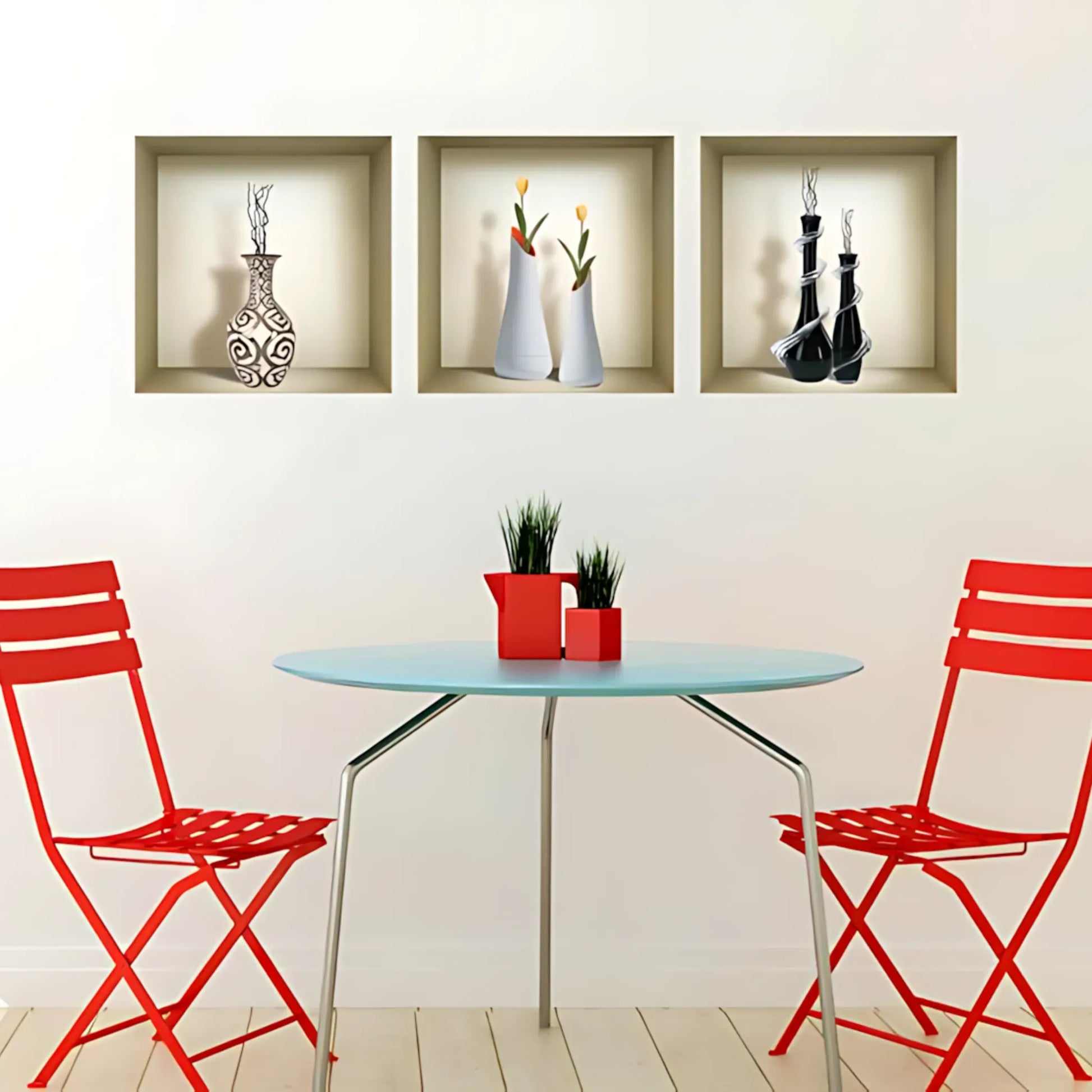 3D Wall Art Vase Decals Set of 3 Vase Home Decor