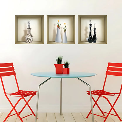 3D Wall Art Vase Decals Set of 3 Vase Home Decor