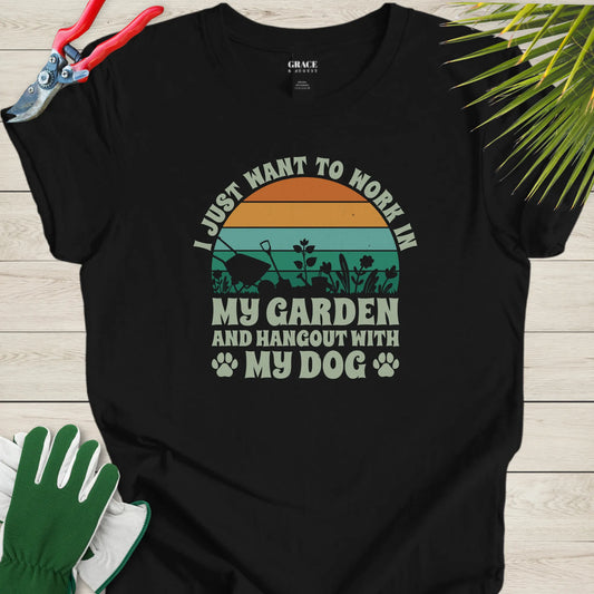 Gardening dog lover t-shirt