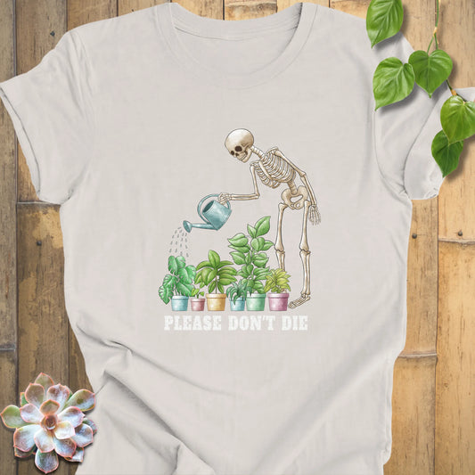 Skeleton watering plants design
