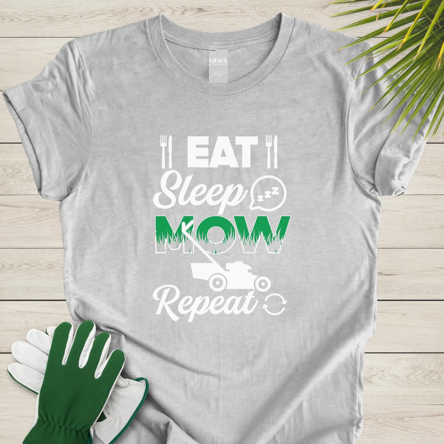 Eat sleep mow repeat t-shirt