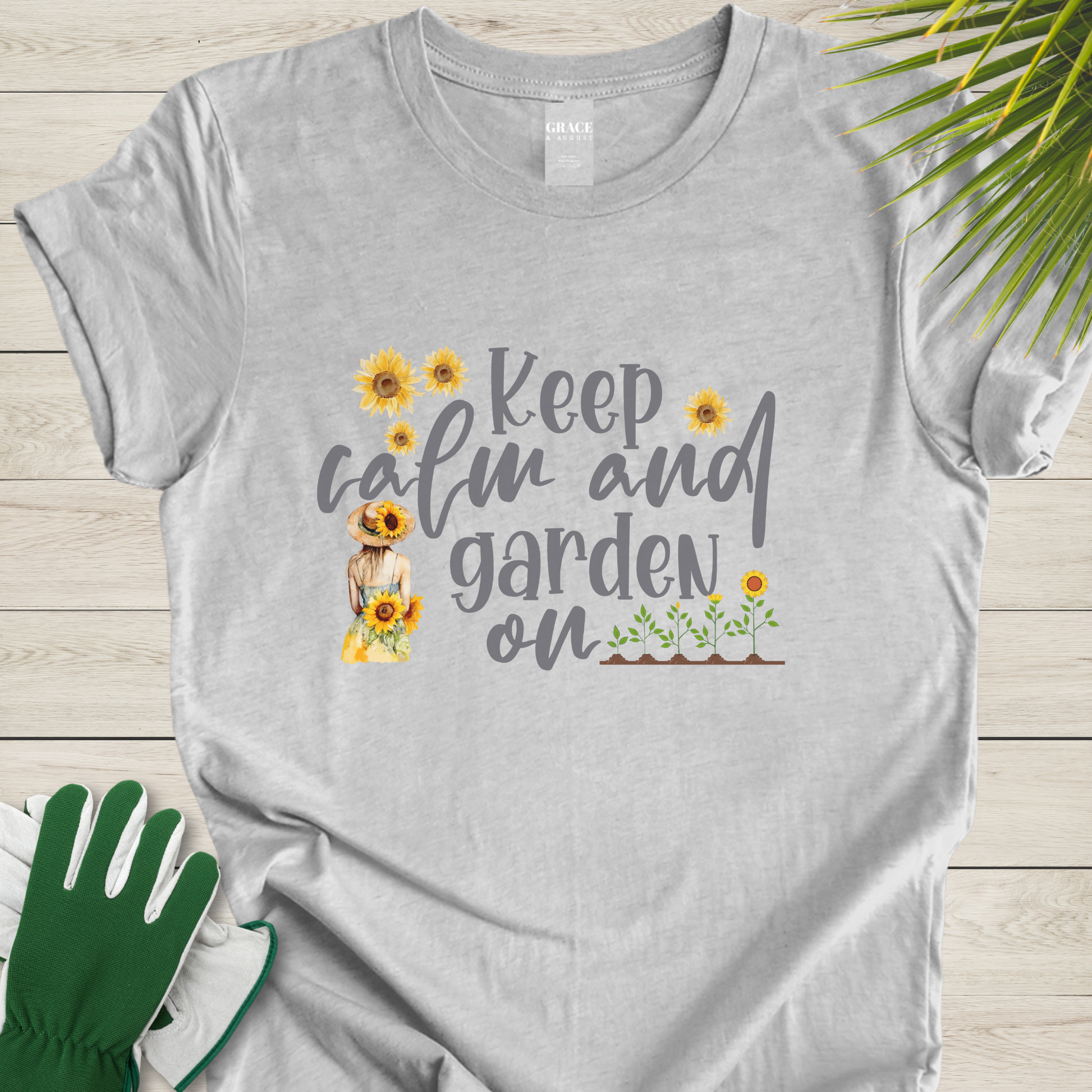 Keep calm and garden on t-shirt
