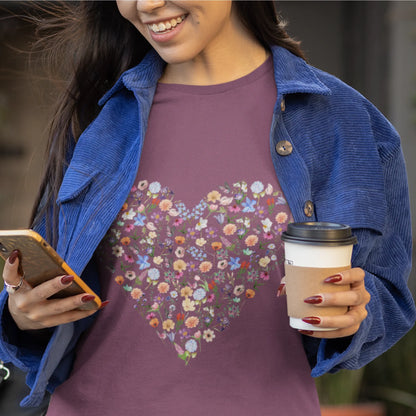 Heart-shaped flower design shirt
