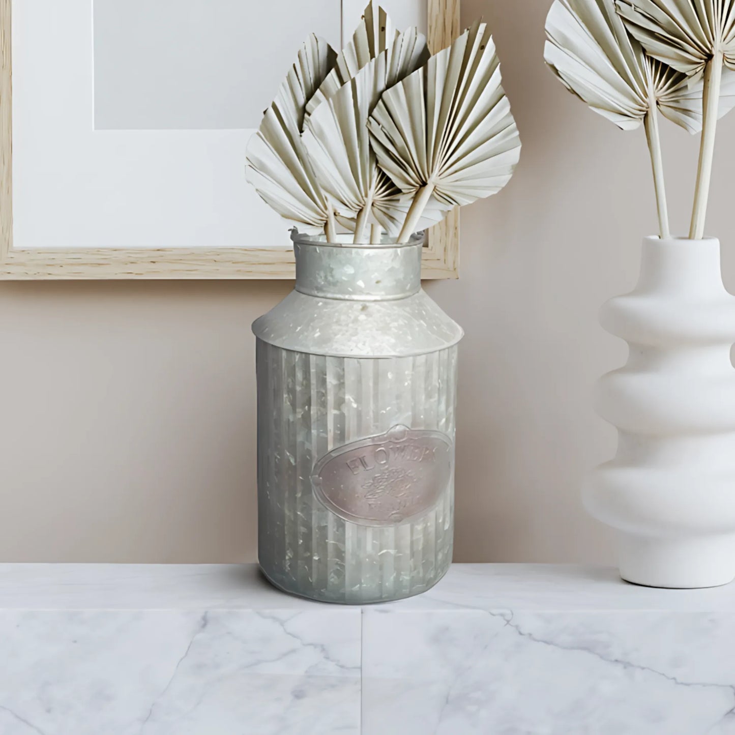 Galvanized steel flower pot