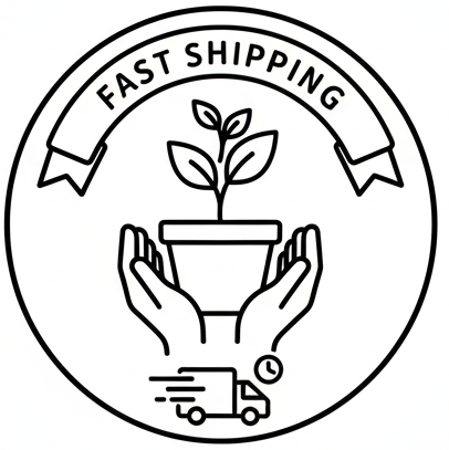 black and white icons with 'Fast Shipping' text on a white background.