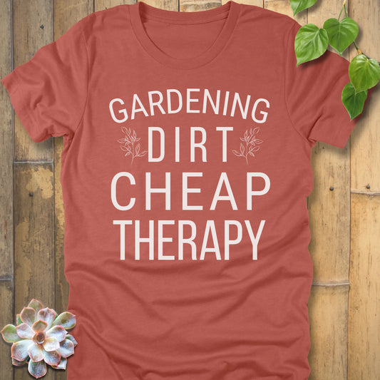 Heather Clay t-shirt featuring the design Cheap Therapy printed in bold white letters