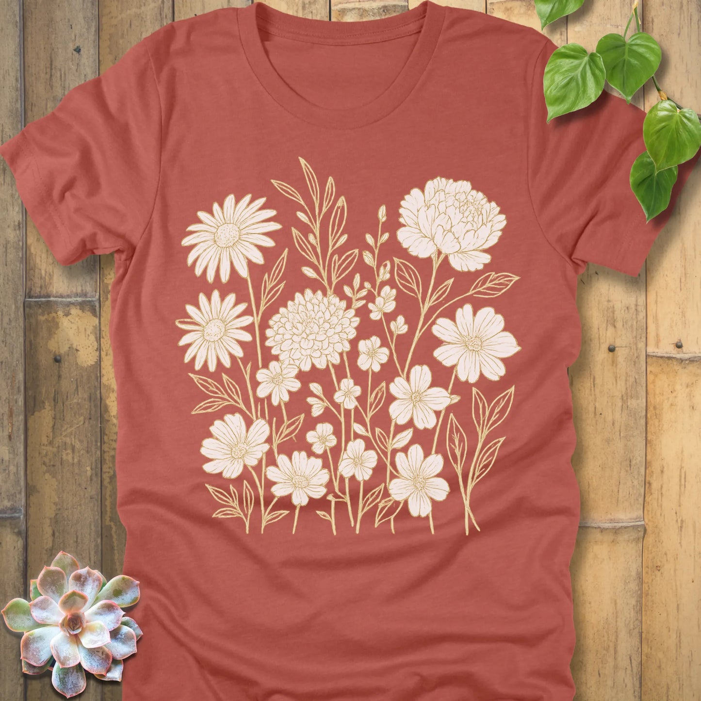 Heather Clay t-shirt featuring the design Eternal Flowers printed floral graphic tee.