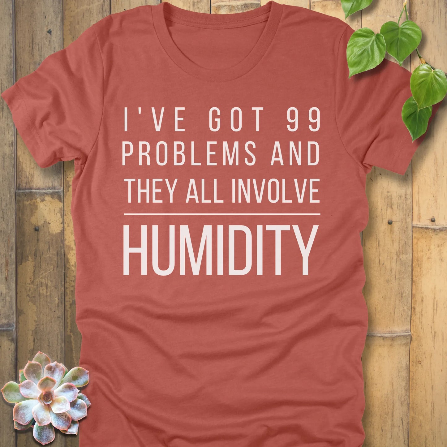 Heather Clay t-shirt featuring the design I've Got 99 Problems printed in bold white letters