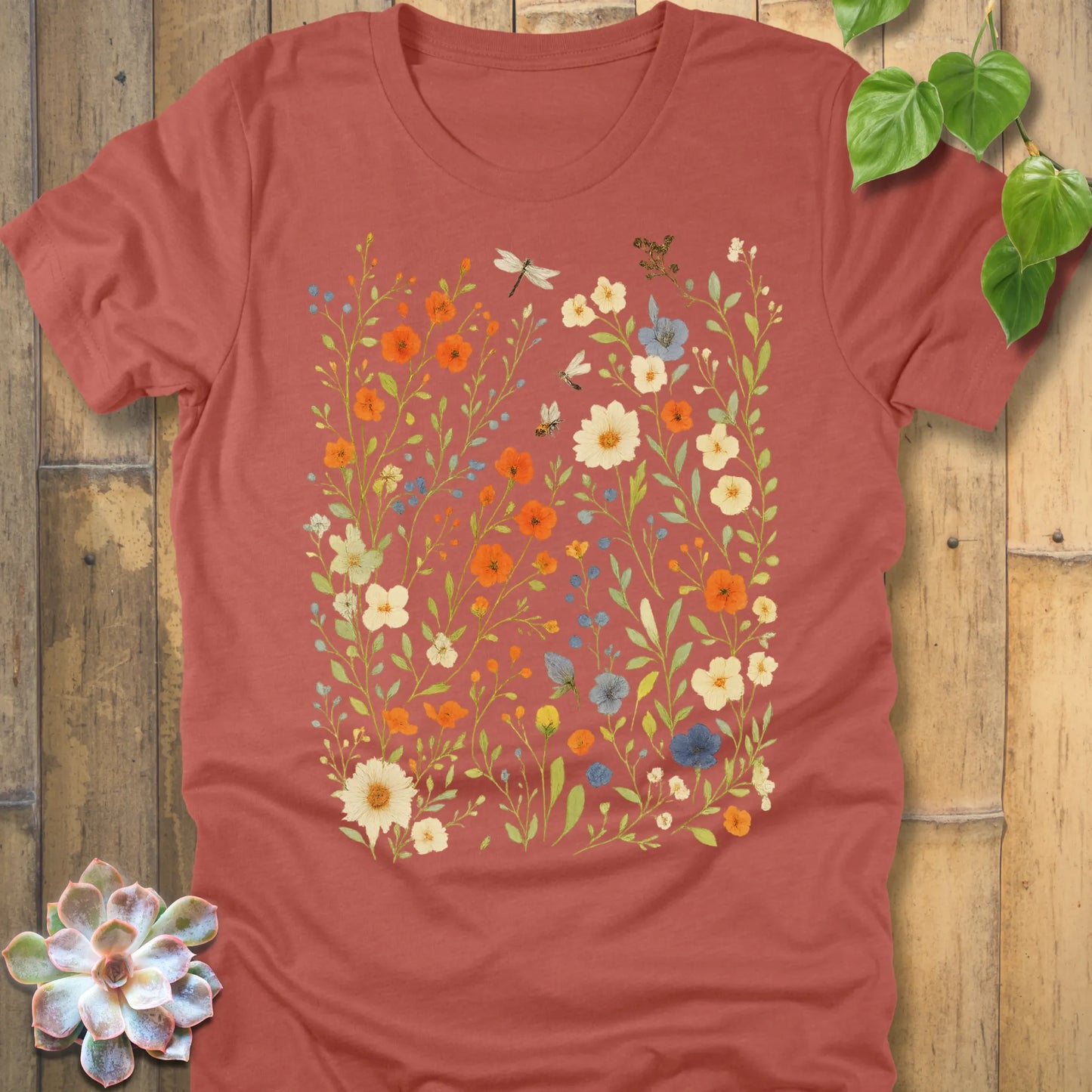 Heather Clay t-shirt featuring the design Meadow Magic printed floral graphic tee.