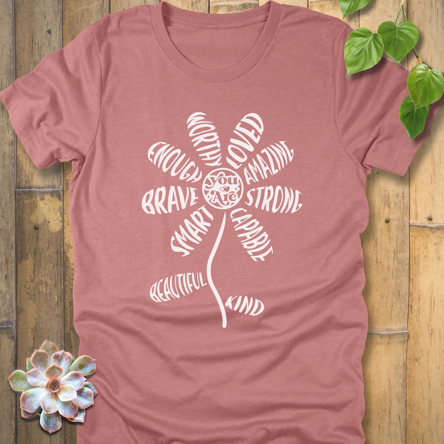 Heather Mauve t-shirt featuring the design You Are with a sunflower and text print floral graphic t-shirt