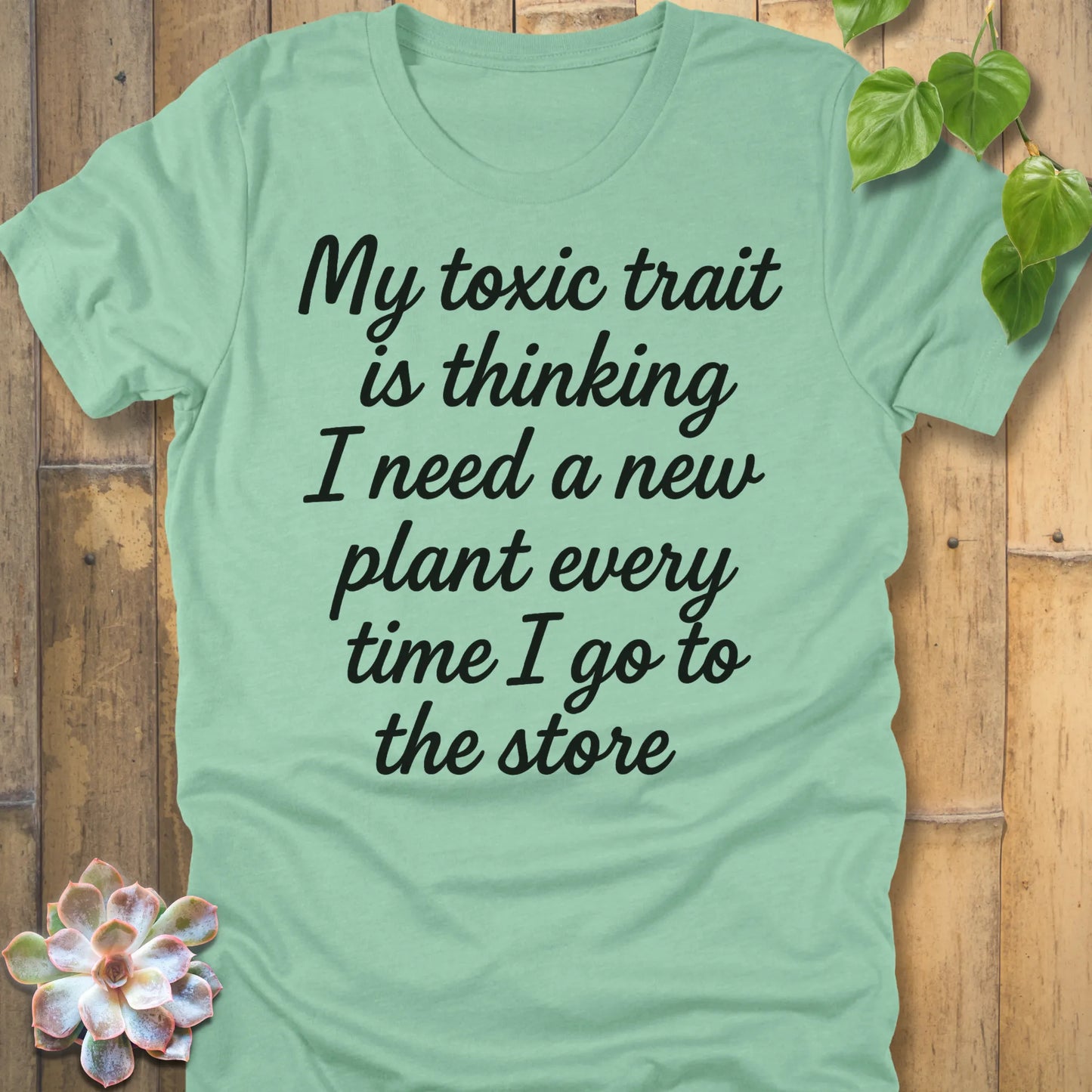 Heather Mint t-shirt featuring the design My Toxic Trait printed in black letters, funny quote shirt