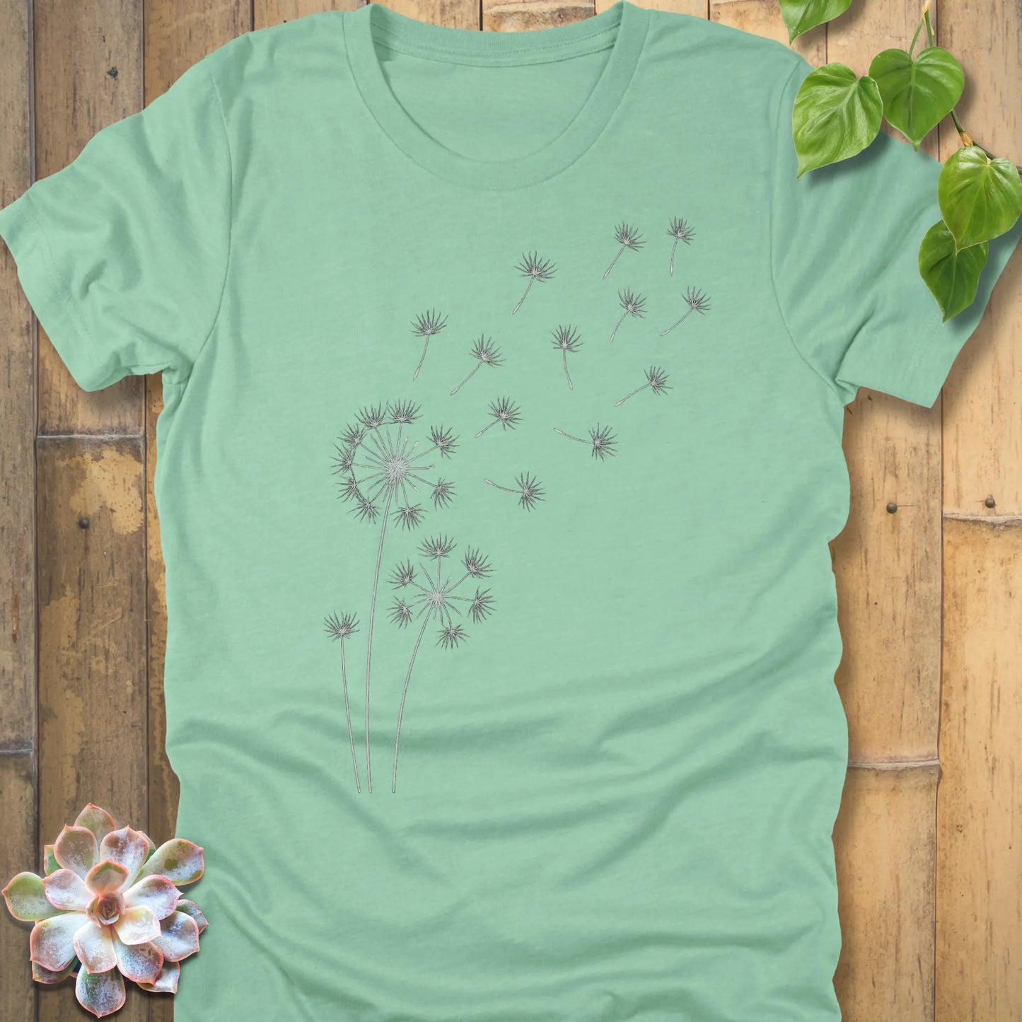 Heather Mint t-shirt featuring the design Wishes Come True printed in floral graphic tee.