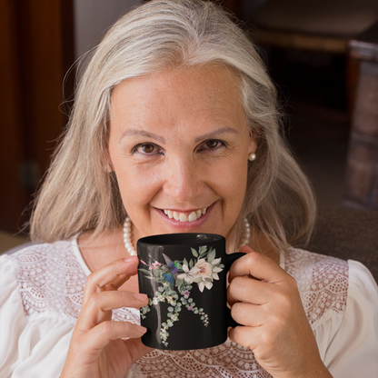 Hummingbird Coffee Mug | Beautiful Ceramic Coffee Mug for Gardeners | Bird Lovers Coffee Mug Black | FREE POSTAGE