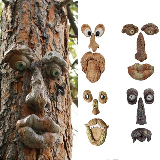 Tree faces decor outdoor