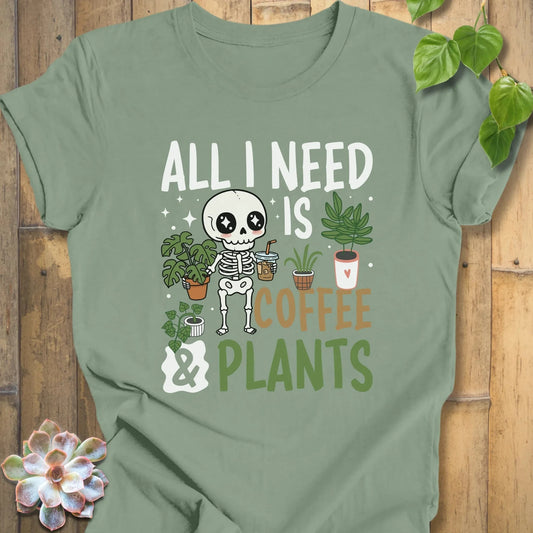 Sage / XS All I Need Is Coffee & Plant T-Shirt T-Shirt