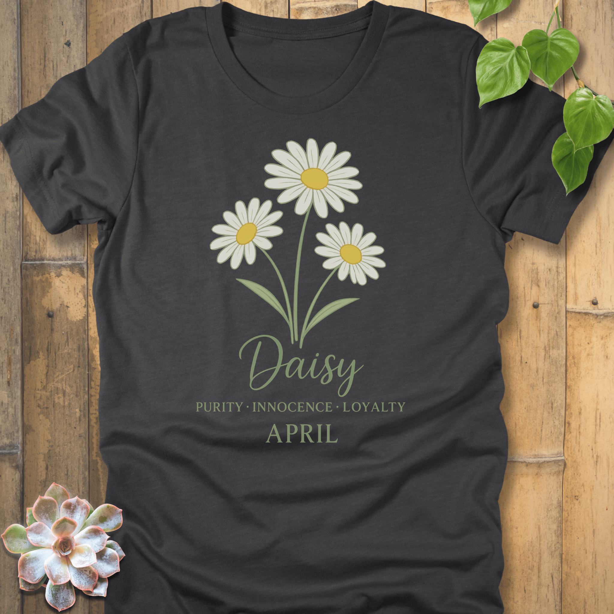 Dark Grey Heather / S April Daisy T-shirt T-Shirt