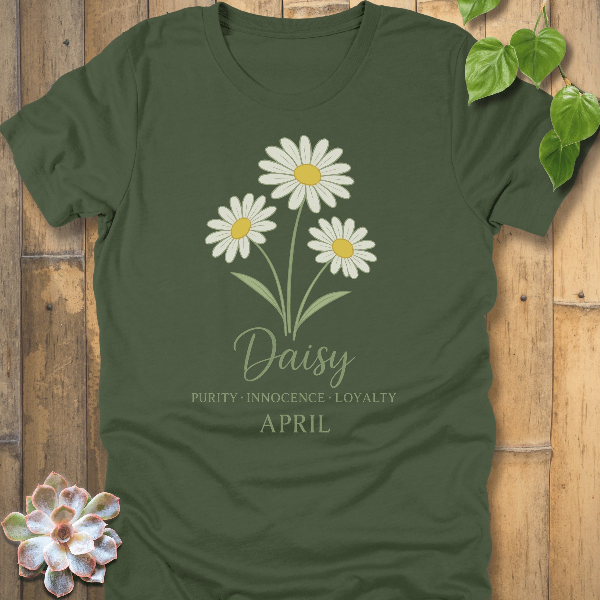 Military Green / S April Daisy T-shirt T-Shirt